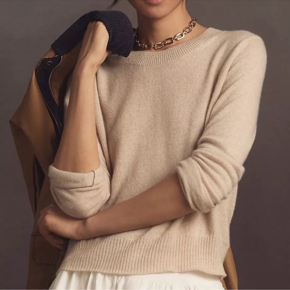 Reformation Dana Cashmere Crew Sweater Long Sleeve Cream in Wheat Small - Picture 1 of 8